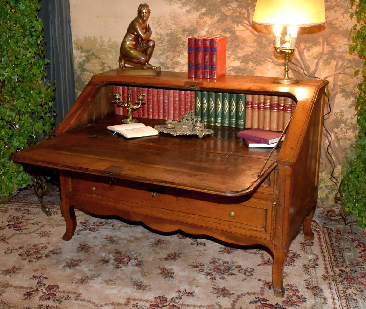 Important Louis XV Sloping Desk In Solid Walnut, 18th Century,-photo-2