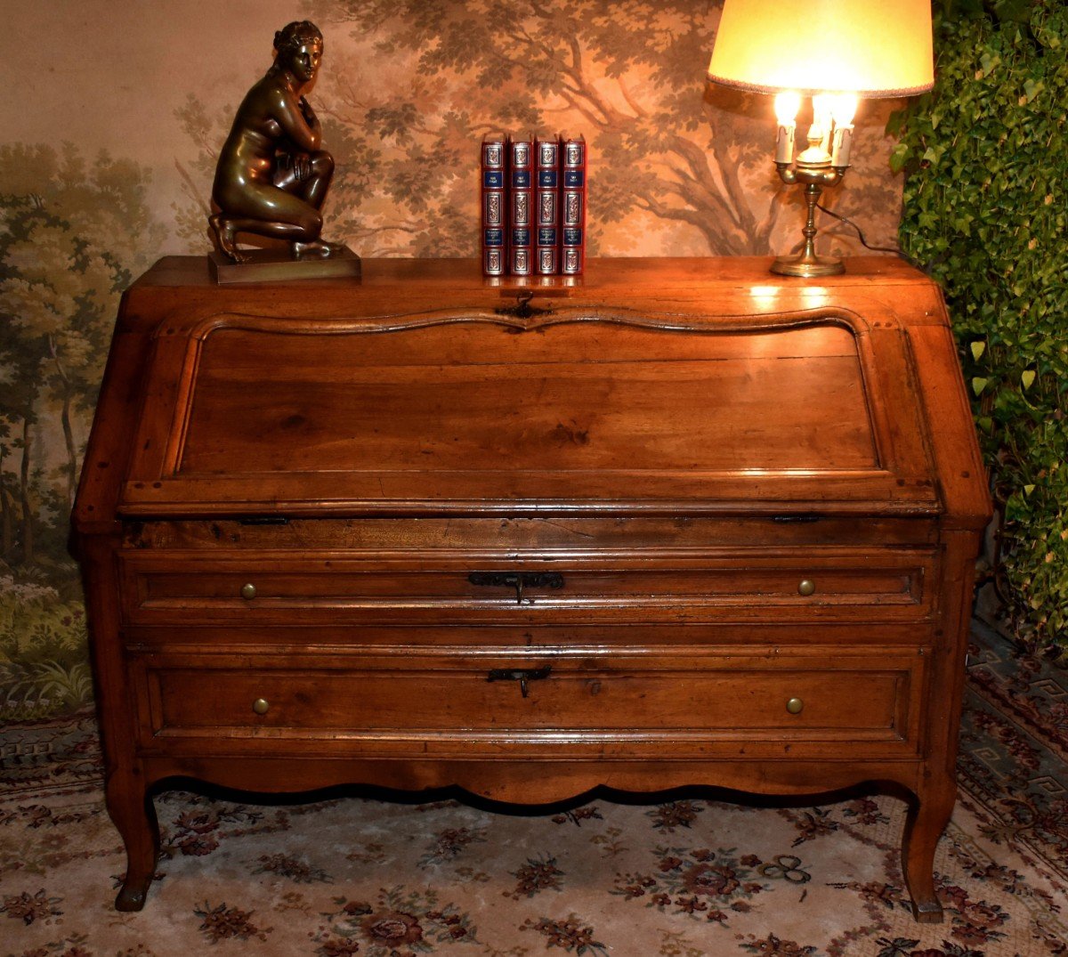 Important Louis XV Sloping Desk In Solid Walnut, 18th Century,-photo-1