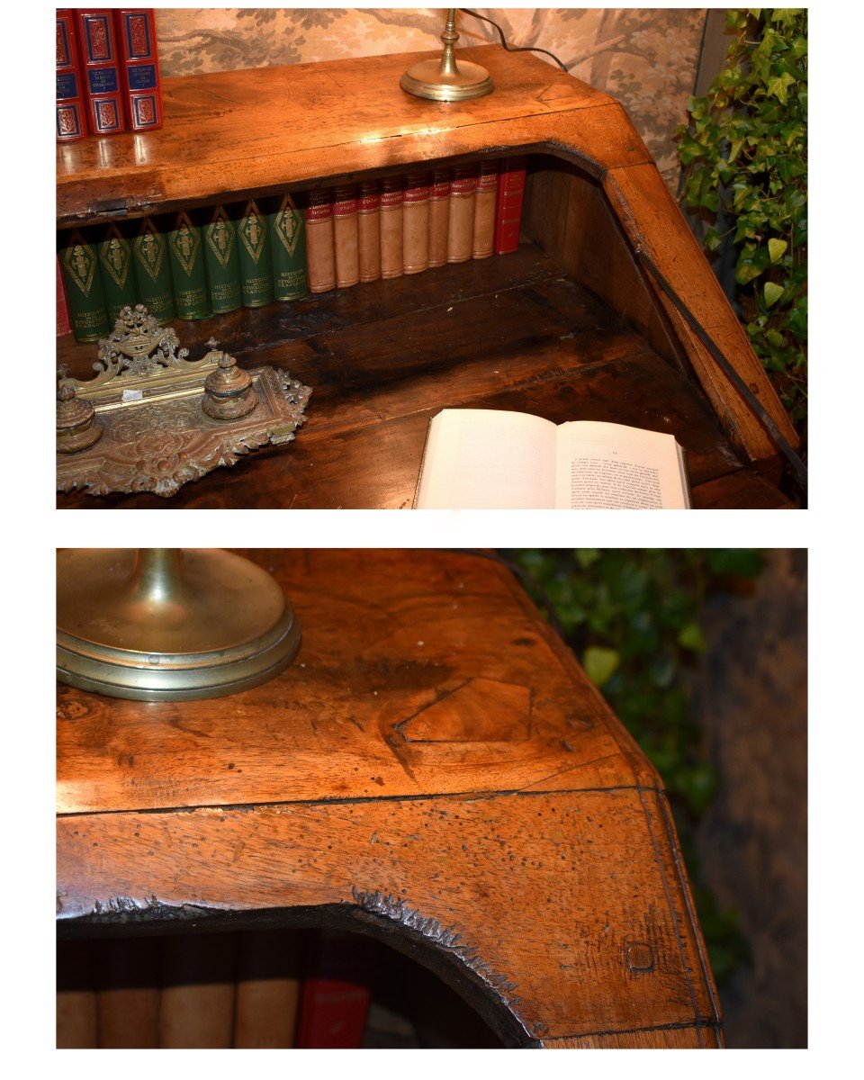 Important Louis XV Sloping Desk In Solid Walnut, 18th Century,-photo-4