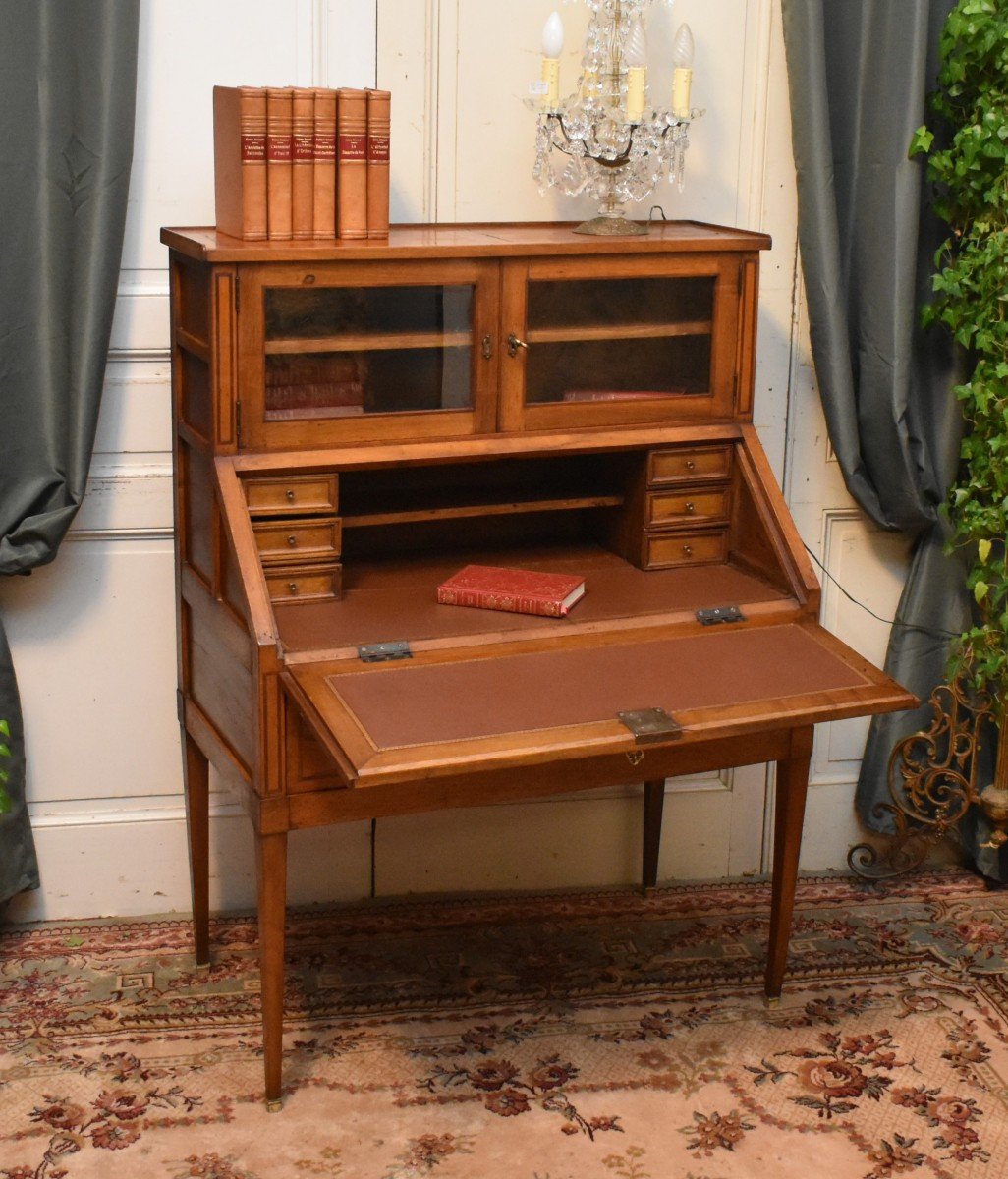 Sloping Office And Tier, High Glazed, Small Two-leaf Showcase, Directoire Style.-photo-2