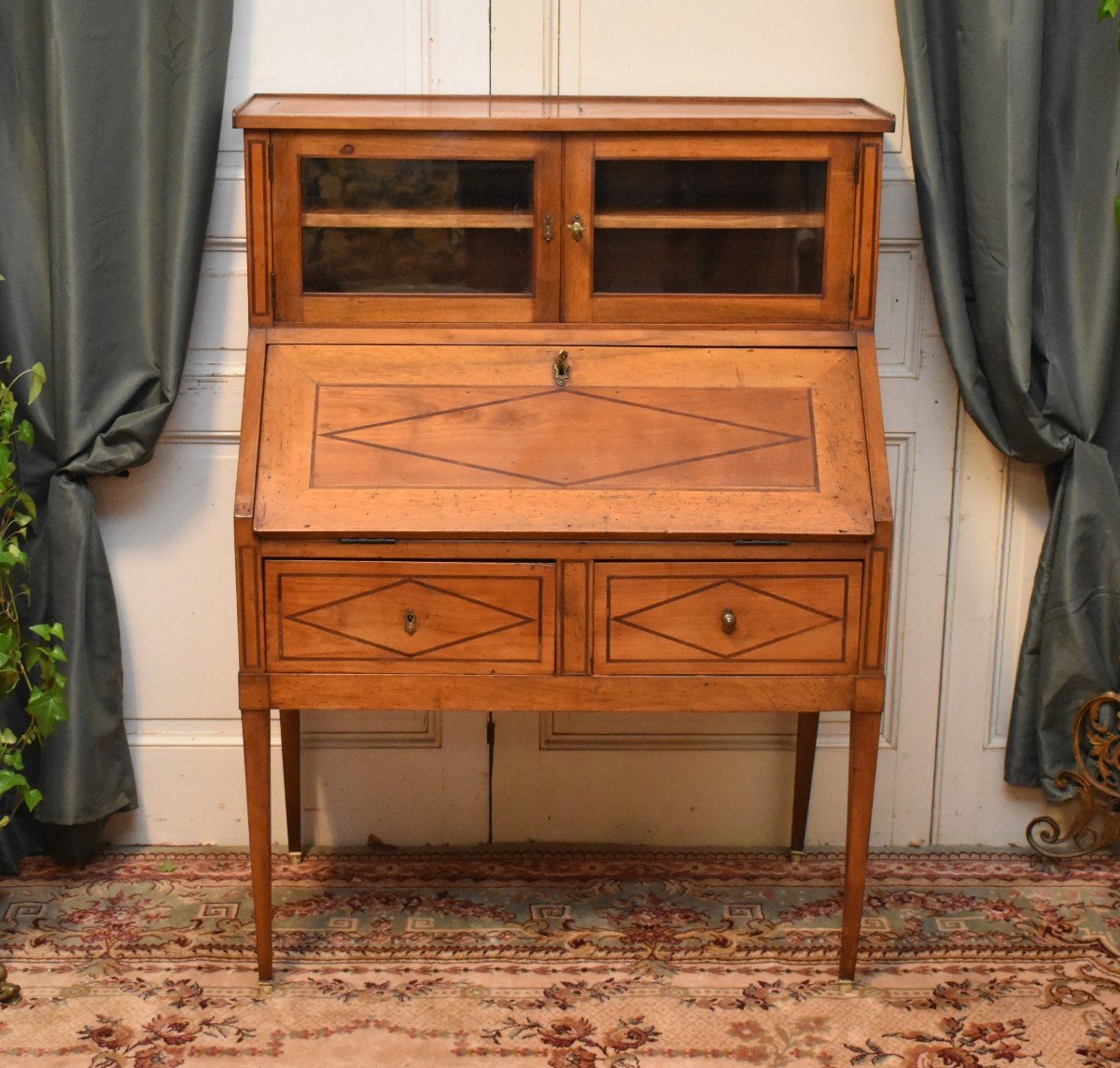 Sloping Office And Tier, High Glazed, Small Two-leaf Showcase, Directoire Style.-photo-4