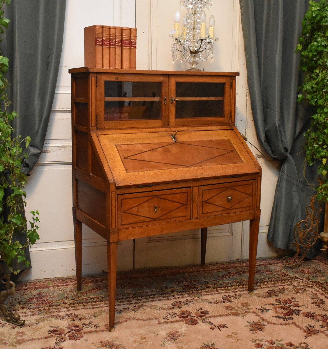 Sloping Office And Tier, High Glazed, Small Two-leaf Showcase, Directoire Style.