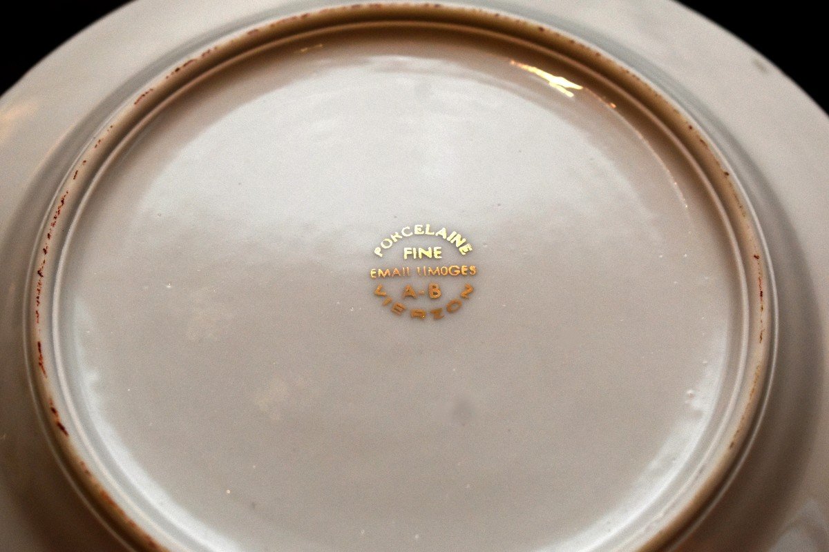 Service Part In Fine Porcelain From Limoges - Vierzon, Bird Of Paradise Decor-photo-8
