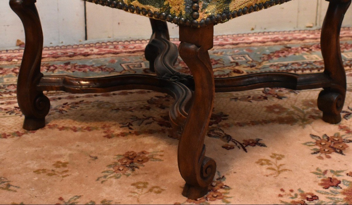Paire De Chaises De Style Louis XIV En Noyer, Entrejambe En X, Pieds Console-photo-4