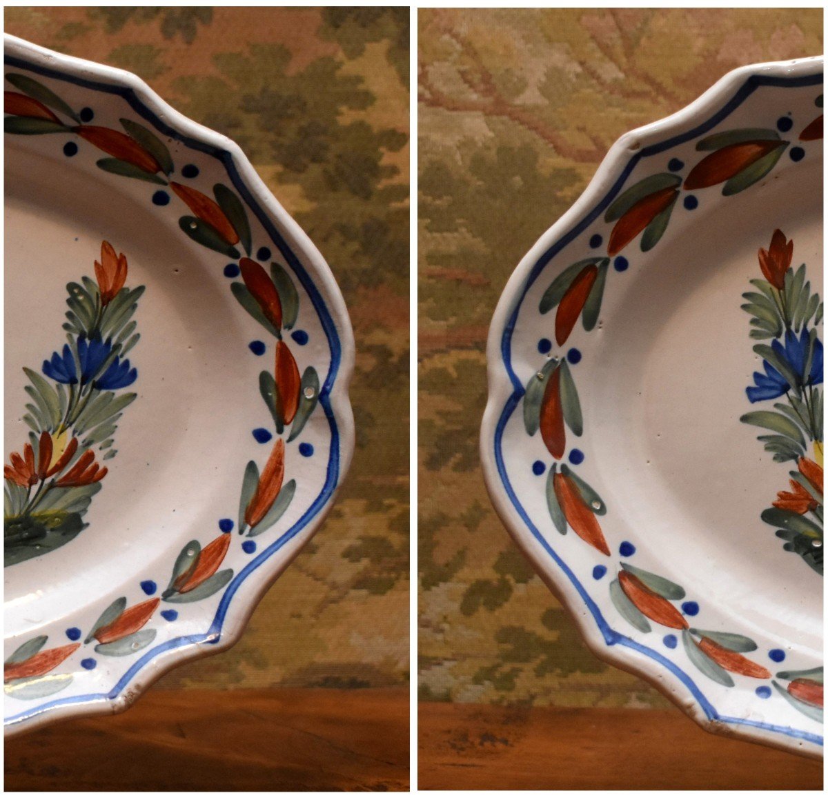 Henriot Quimper, Pair Of Decorative Dishes, Couple Of Traditional Breton Characters,-photo-7