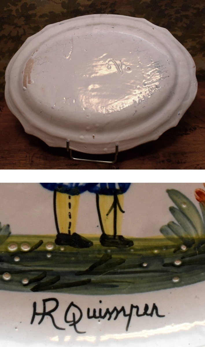 Henriot Quimper, Pair Of Decorative Dishes, Couple Of Traditional Breton Characters,-photo-8