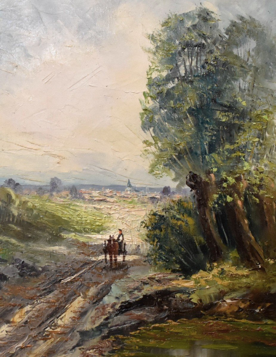 De Beaucourt, Animated Countryside Landscape, Country Painting, Carriage On A Path-photo-1