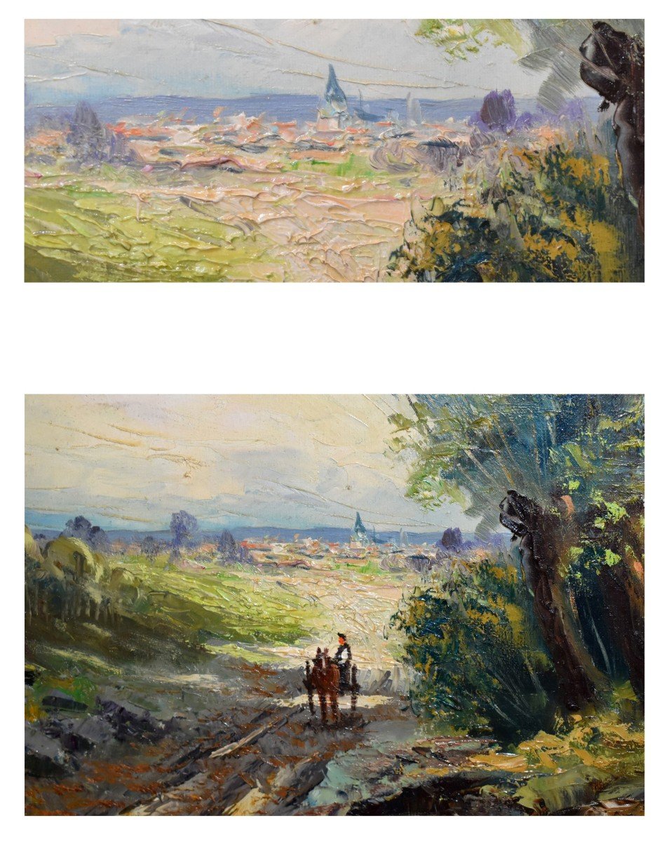 De Beaucourt, Animated Countryside Landscape, Country Painting, Carriage On A Path-photo-3