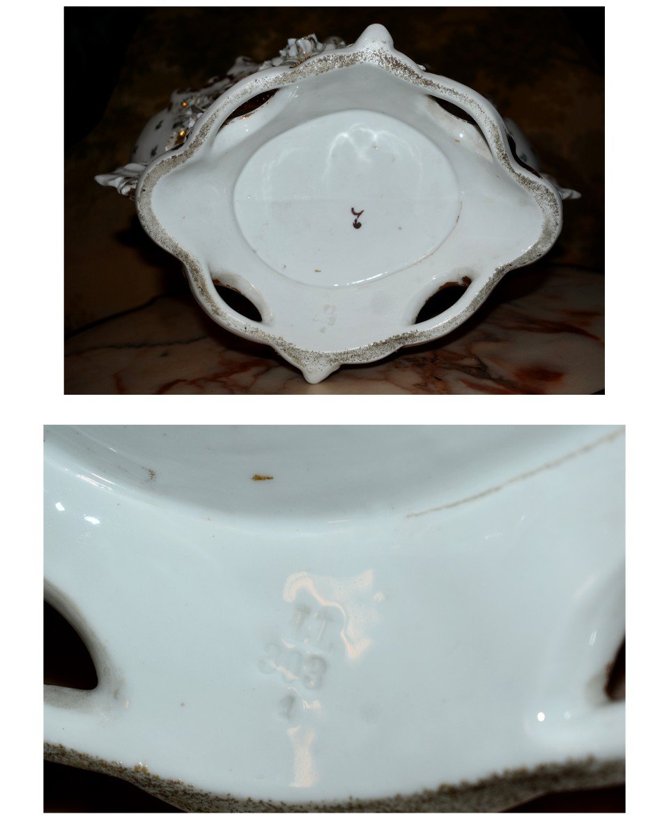 Grande Coupe, Important Vase En Porcelaine De Limoges, Jardinière Napoléon III à Décor En Relief. XIXe.-photo-4