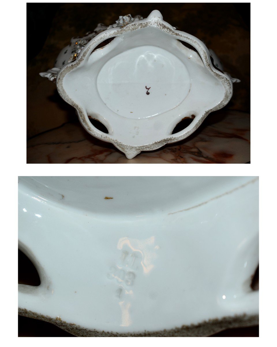 Large Cup, Limoges Porcelain Vase, Napoleon III Planter, Vase With Relief Decor.-photo-4
