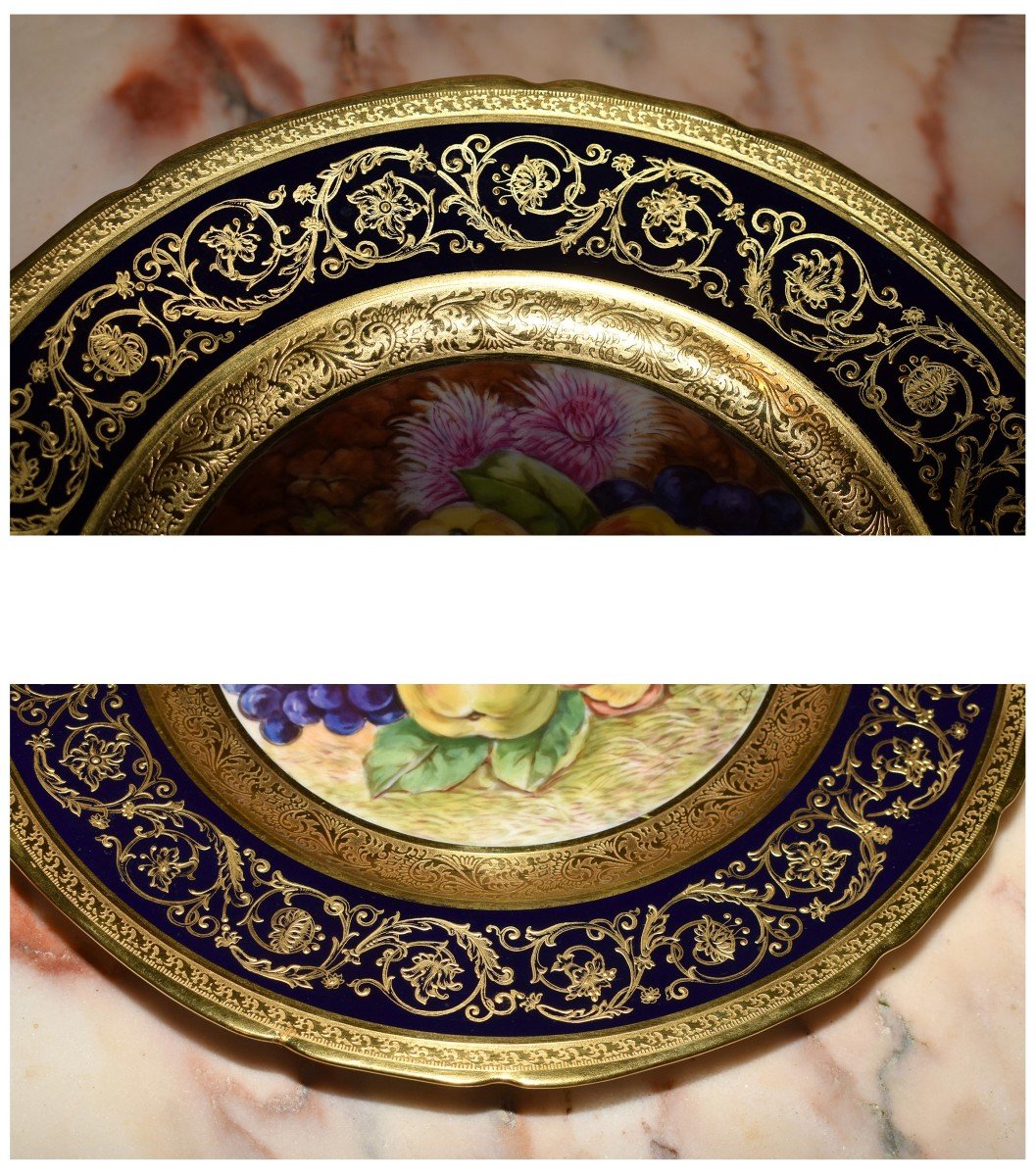 Pair Of Decorative Plates With Hand-painted Decor, Gold Inlay And Gold Paste Relief; -photo-6