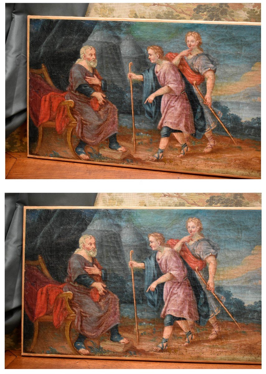 Grand Tableau Scène Biblique, l'Annonce Au Roi Hérode De La Naissance De l'Enfant Jésus,  personnages .-photo-2