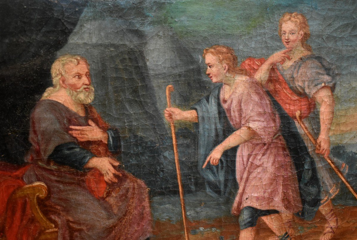 Grand Tableau Scène Biblique, l'Annonce Au Roi Hérode De La Naissance De l'Enfant Jésus,  personnages .-photo-3