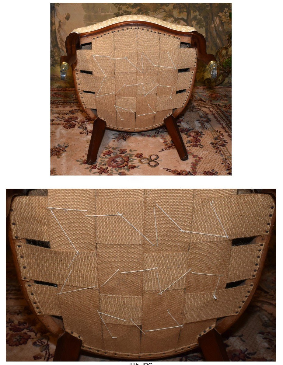 Pair Of Louis Philippe Low Chairs , Gondola Backrest In Mahogany, 19th Century Seats -photo-7