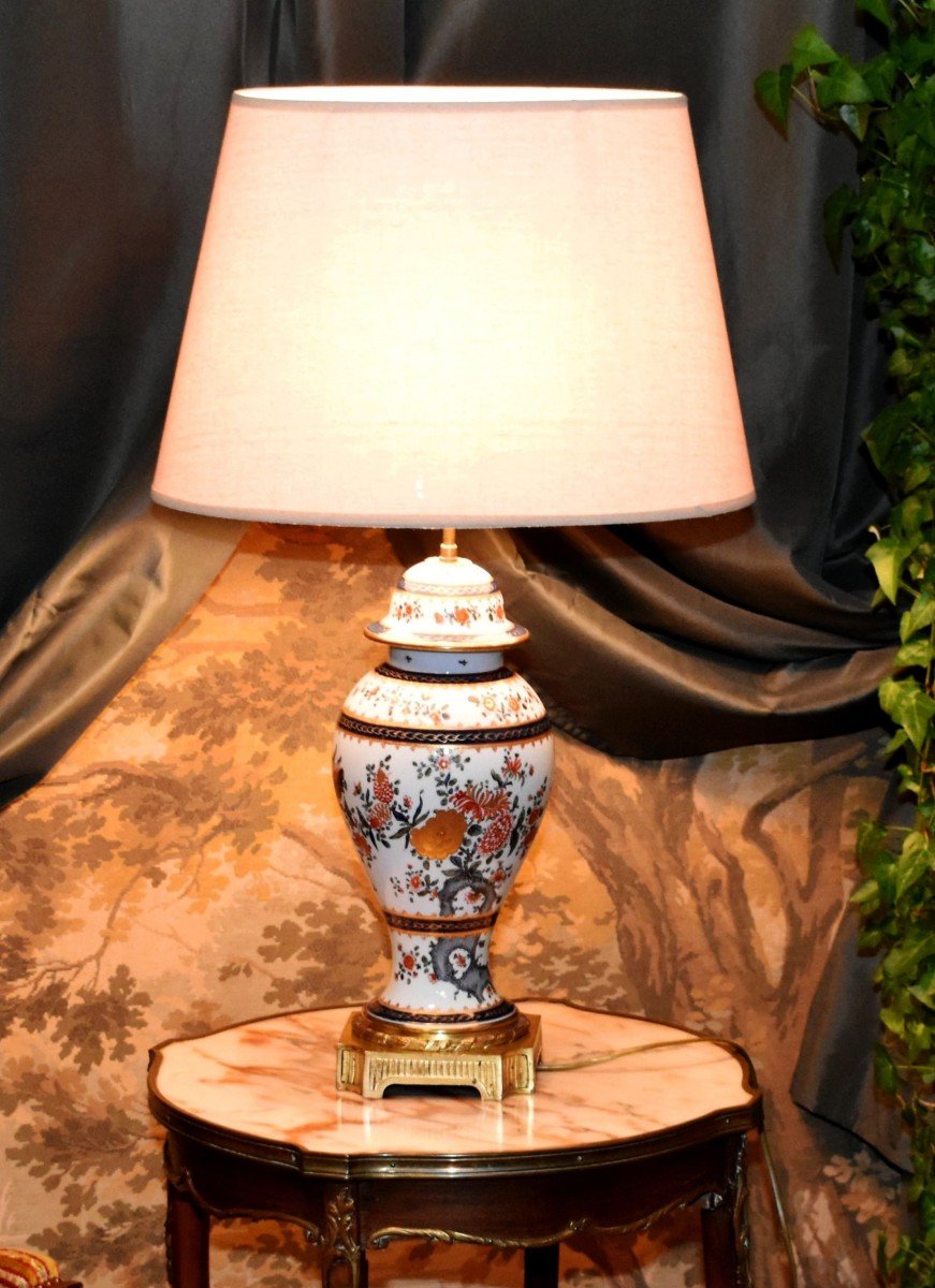 Samson, Lamp Decorated In The Taste Of China, Large Porcelain Lamp Base From Paris-photo-2