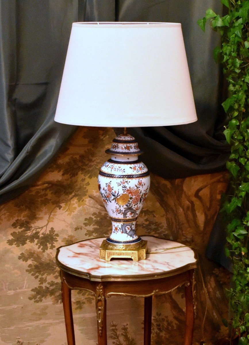 Samson , Lampe  Décor  Au Gout De La Chine, Grand Pied De Lampe En Porcelaine De Paris,  -photo-3