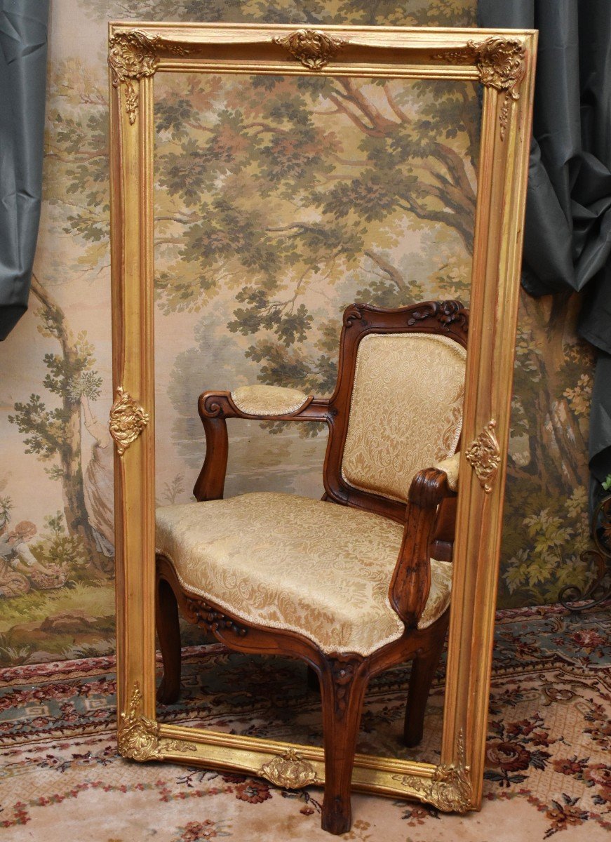 Important Carved Frame In Wood And Golden Stucco In Regency Style - Louis XV, 