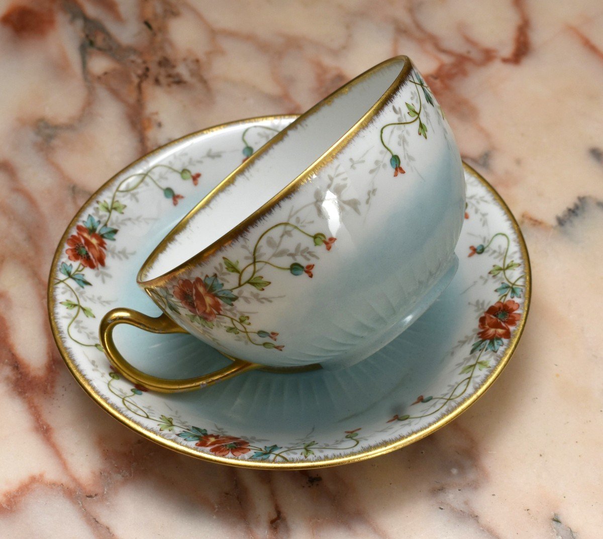 L. Buisson. Large Limoges Porcelain Cup And Saucer, Breakfast Tea, Chocolate -photo-1