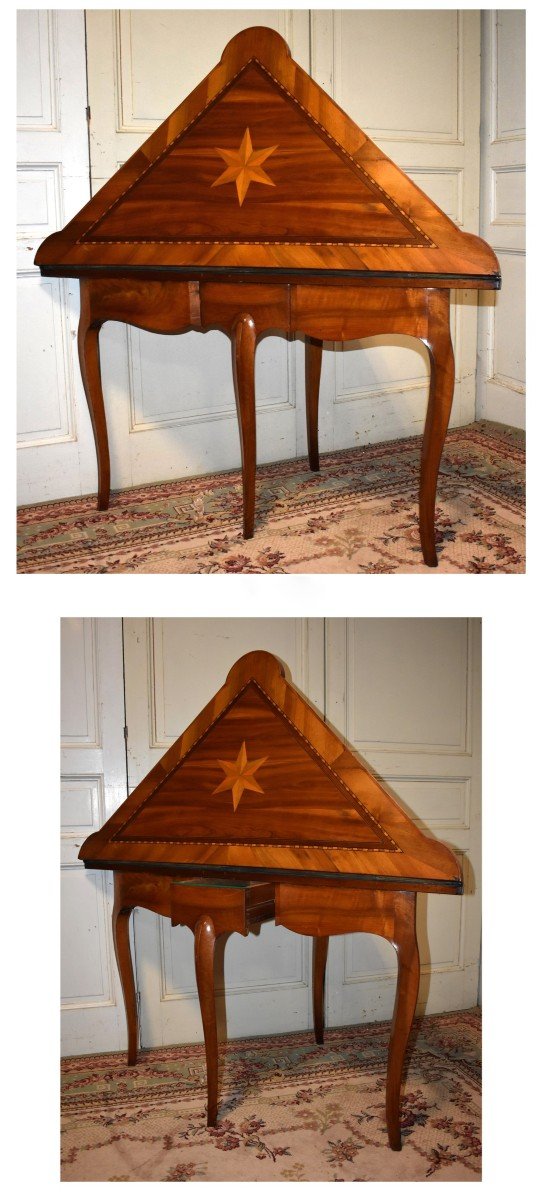 Louis XV Period Triangular Games Table, Marquetry, For Games Of Hombre, Sorting And Three Of A Kind.-photo-6