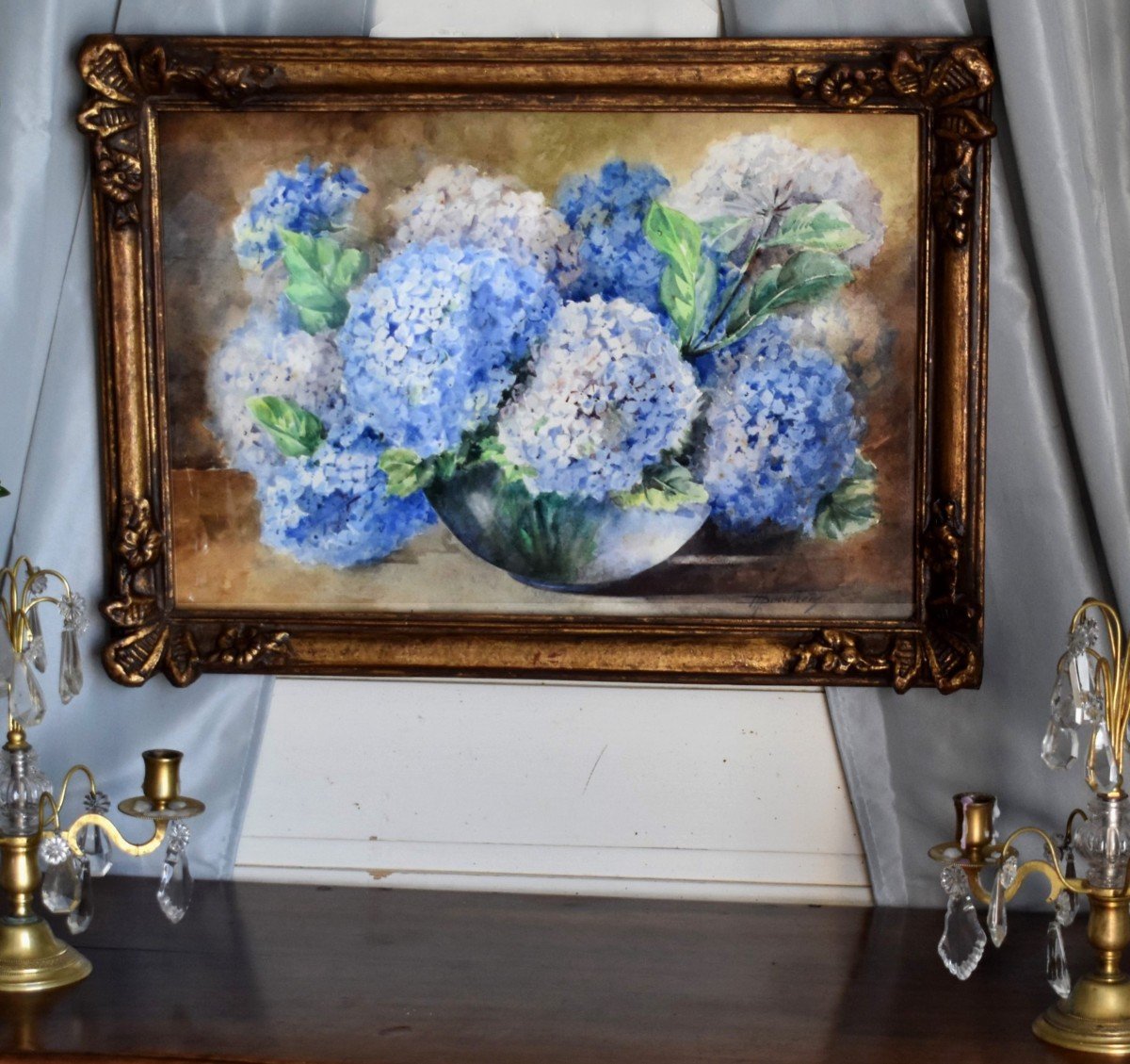 Madeleine Doubr&egrave;re ( 1882-1967 ) Nature Morte , Bouquet d&#039;Hortensias &eacute;l&egrave;ve De Blanche Odin-photo-3
