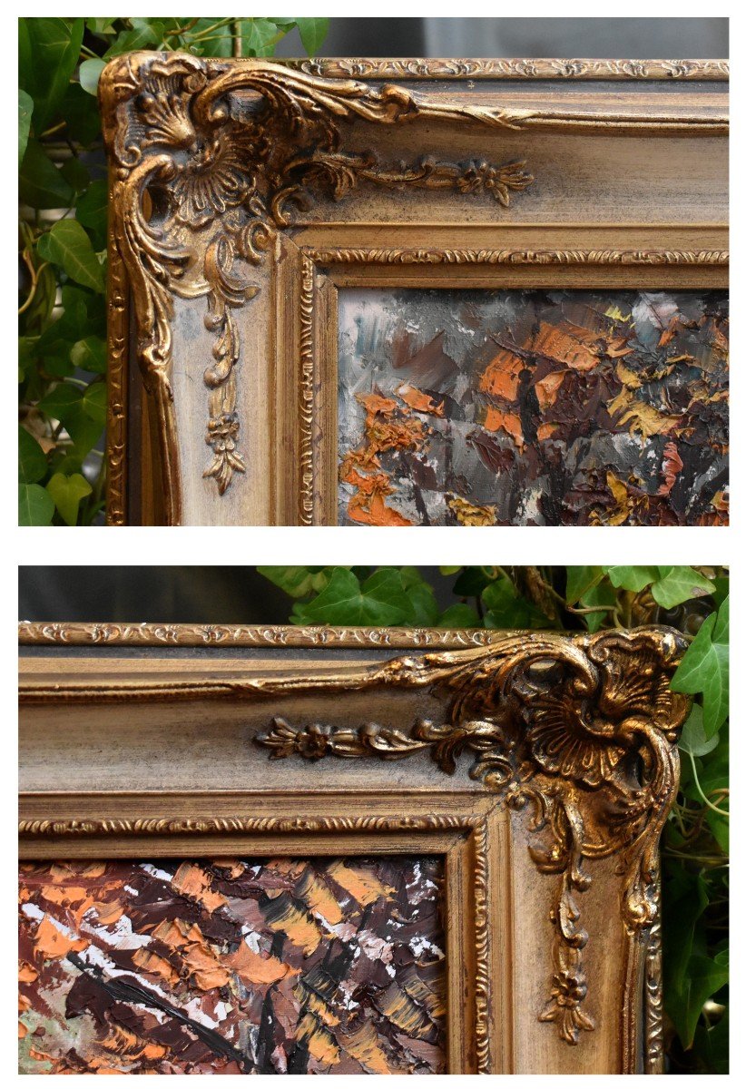 Schillinger Jean Louis, Large Painting Countryside Landscape, Small Path, Sculpted Frame -photo-5