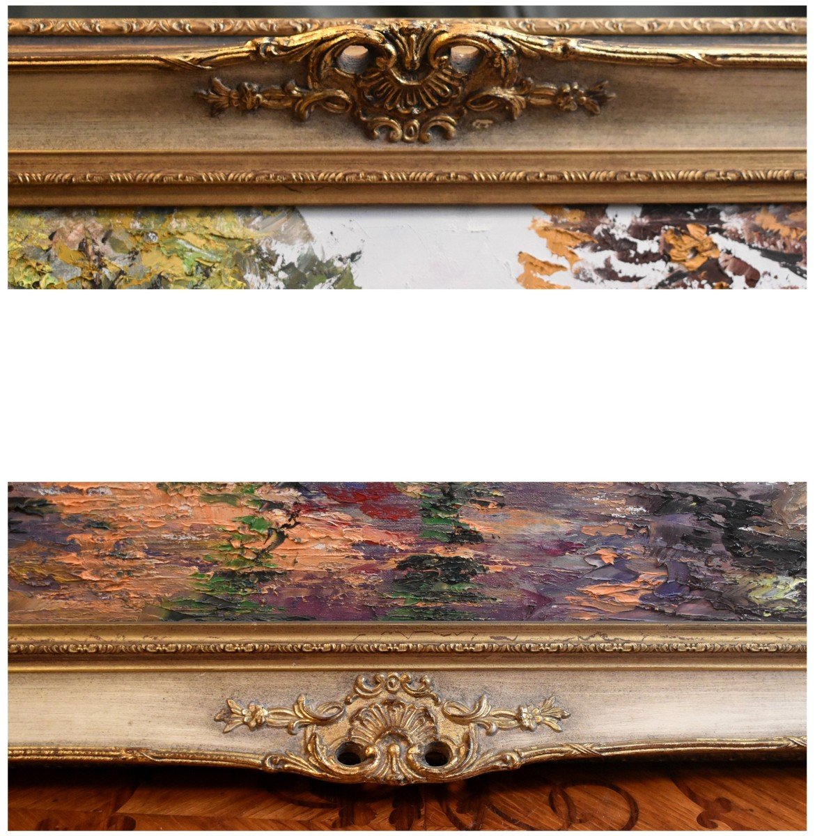 Schillinger Jean Louis, Large Painting Countryside Landscape, Small Path, Sculpted Frame -photo-7