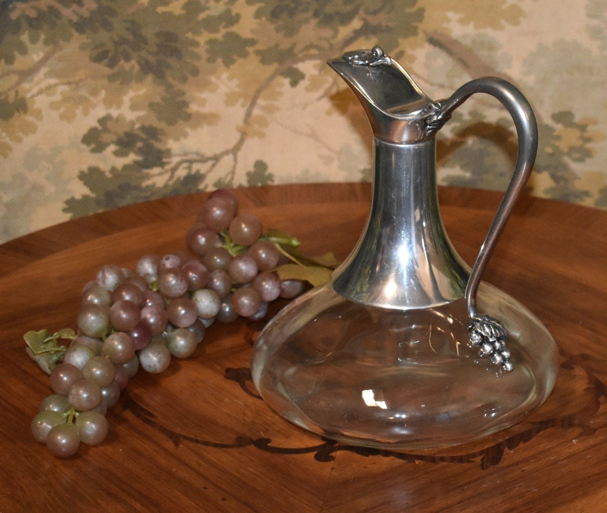 Jean Goardère, Wine Decanter, Handmade Glass And Pewter Ewer.-photo-2