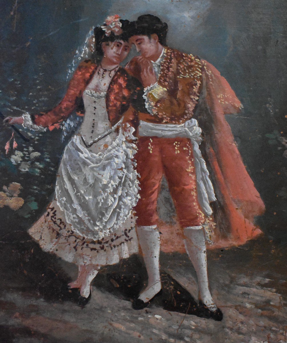 Galante Scene Painting Toreador In Costume And Señorita -photo-4