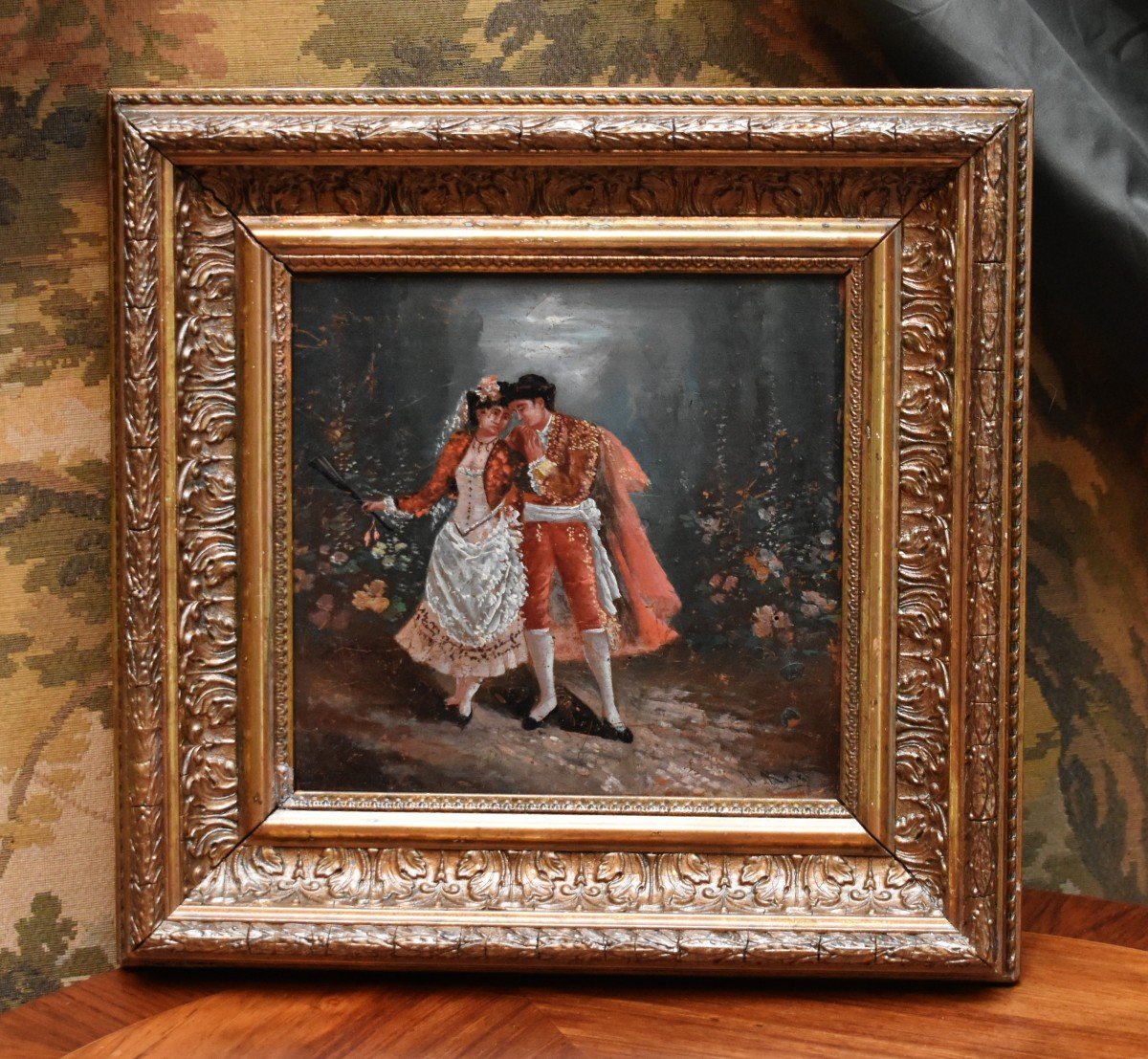 Galante Scene Painting Toreador In Costume And Señorita -photo-2