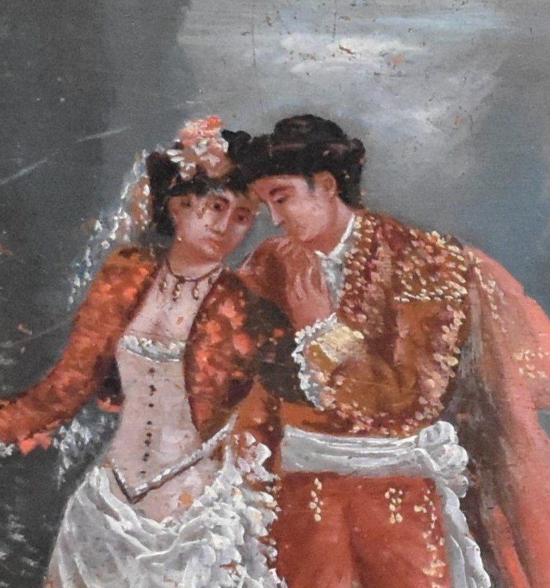 Galante Scene Painting Toreador In Costume And Señorita -photo-2