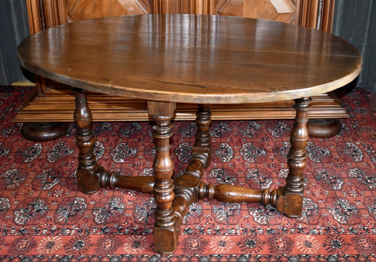 Oval Table, Middle Pedestal Table, Louis XIII - Louis XIV Style, Dining Room, Oak.-photo-4