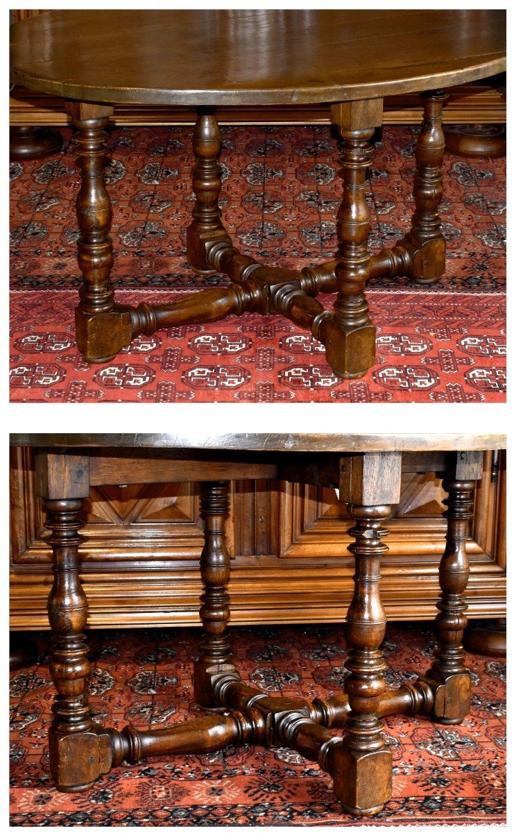 Oval Table, Middle Pedestal Table, Louis XIII - Louis XIV Style, Dining Room, Oak.-photo-1