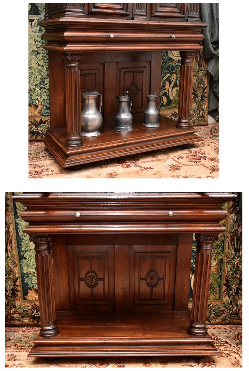 Renaissance Credenza With Pilasters, Corinthian Columns And Capitals, Louis XIII Cabinet Dresser-photo-3