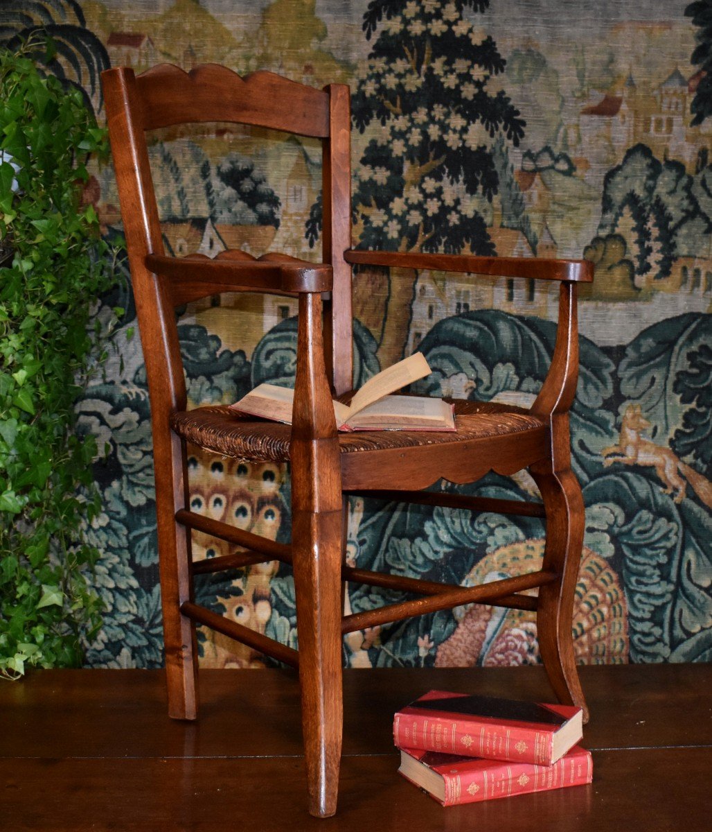 Fauteuil d'Enfant ,  Rare Petit Siège rustique  En Paille -photo-2