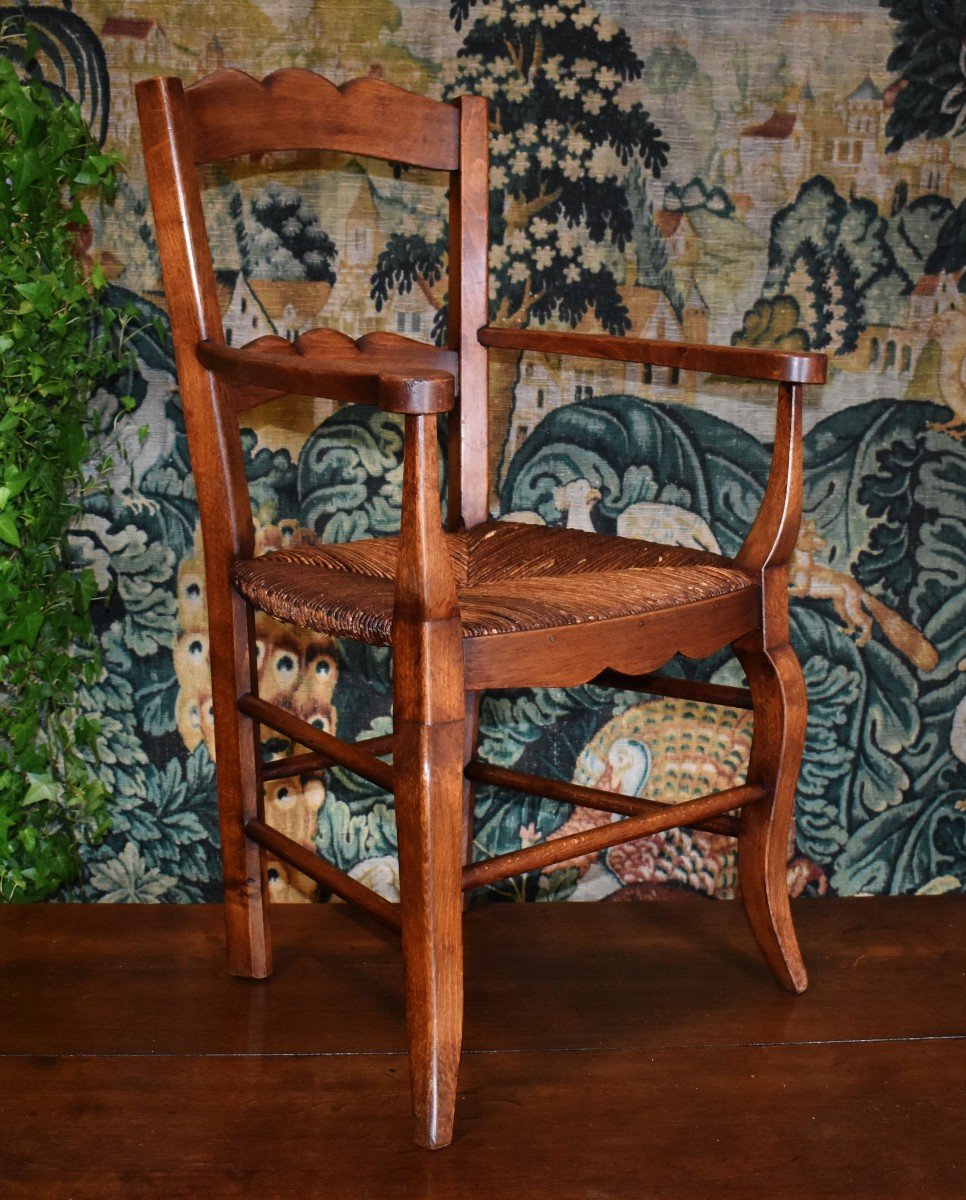 Fauteuil d'Enfant ,  Rare Petit Siège rustique  En Paille -photo-4