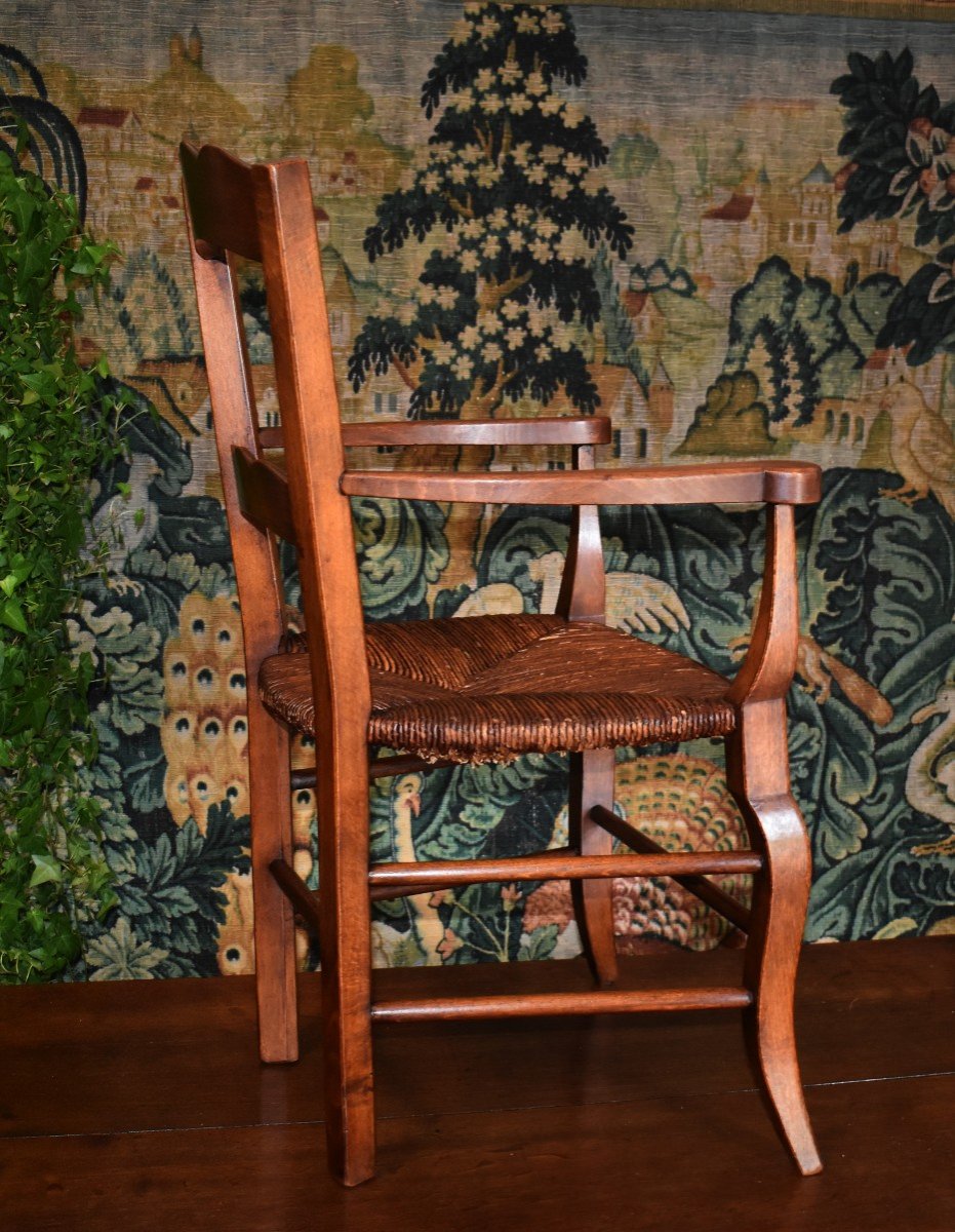 Fauteuil d'Enfant ,  Rare Petit Siège rustique  En Paille -photo-3