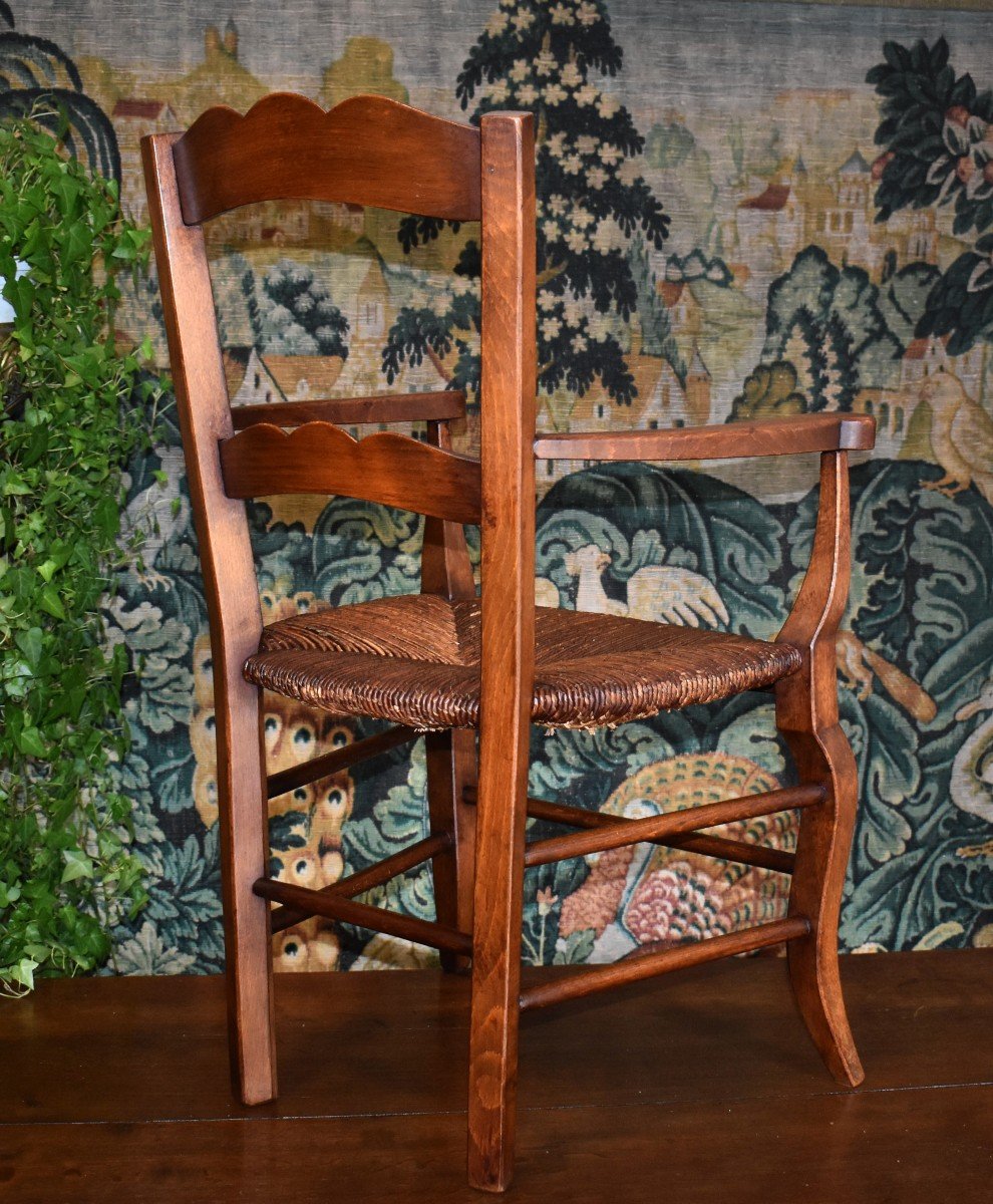 Fauteuil d'Enfant ,  Rare Petit Siège rustique  En Paille -photo-4