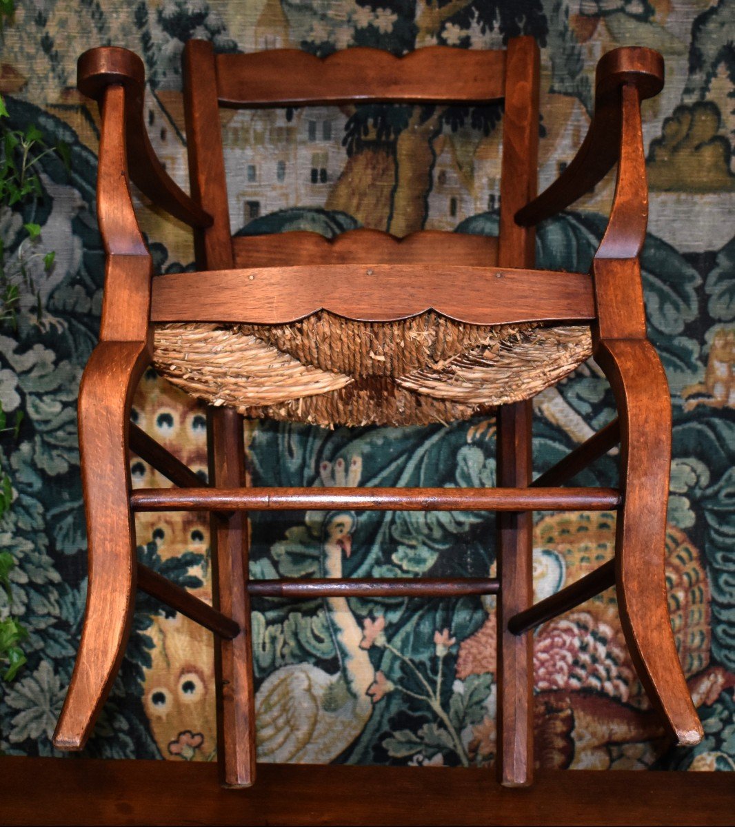 Fauteuil d'Enfant ,  Rare Petit Siège rustique  En Paille -photo-7
