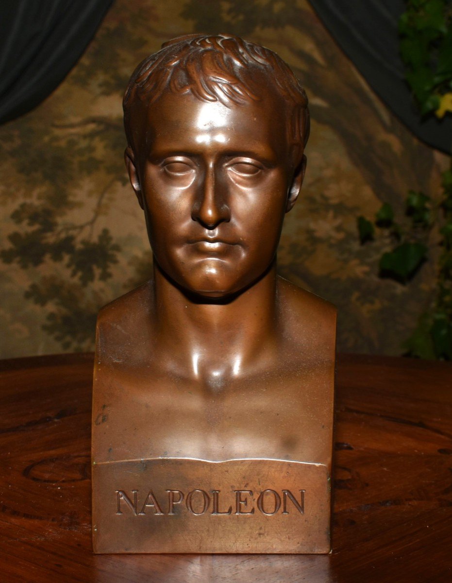 Bust Of Napoleon I In Hermes, Bronze Statue By Barbedienne Founder After Chaudet, -photo-3