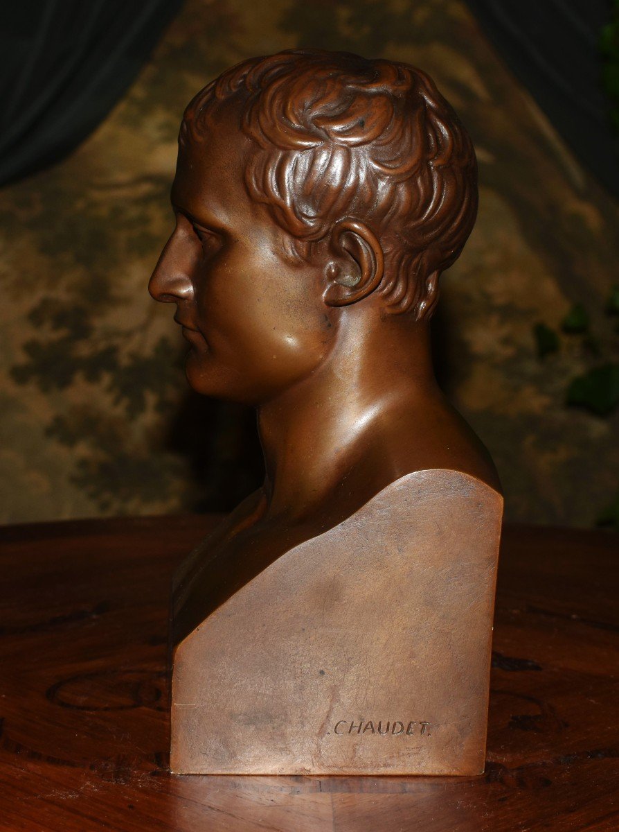 Bust Of Napoleon I In Hermes, Bronze Statue By Barbedienne Founder After Chaudet, -photo-4