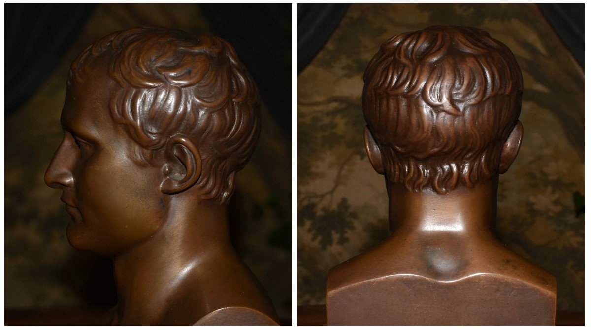 Bust Of Napoleon I In Hermes, Bronze Statue By Barbedienne Founder After Chaudet, -photo-6