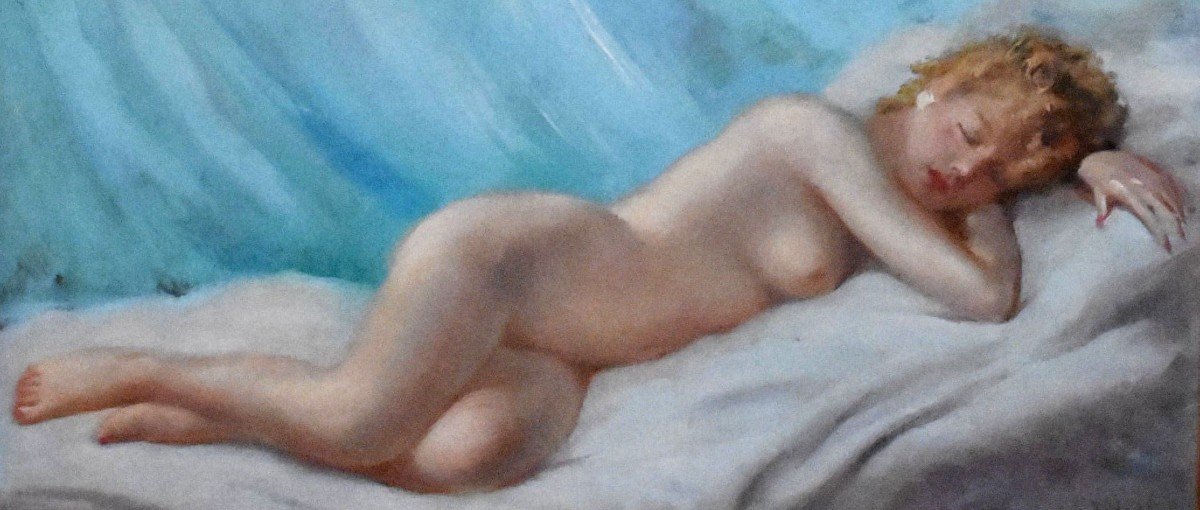 Robert Mahias (1890-1962) Female Nude, Framed Painting, Young Nude Woman, Reclining.            -photo-1