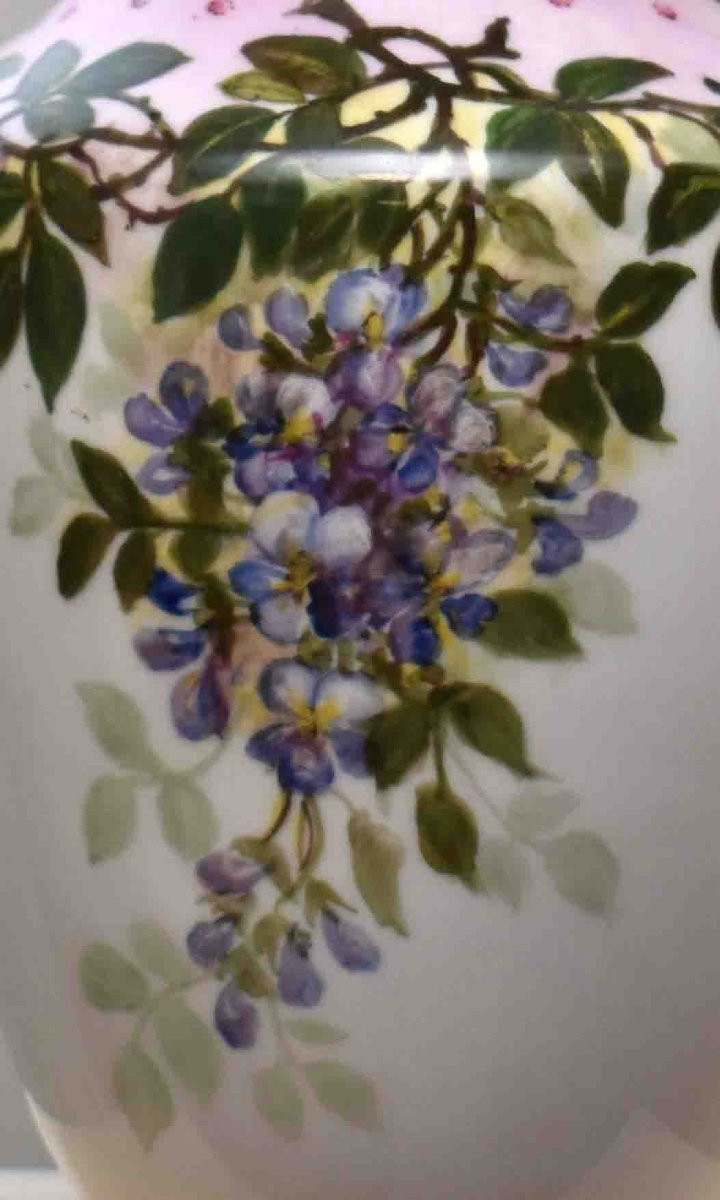 L. Thomas. Dated 1931, Large Hand-painted Limoges Porcelain Vase With Floral Decor,     -photo-2