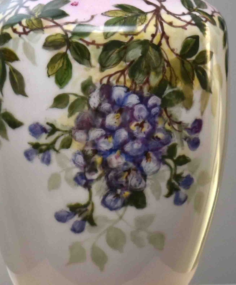 L. Thomas. Dated 1931, Large Hand-painted Limoges Porcelain Vase With Floral Decor,     -photo-4