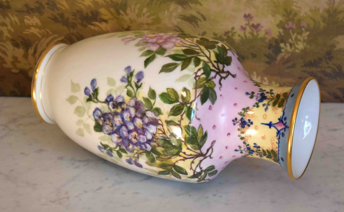 L. Thomas. Dated 1931, Large Hand-painted Limoges Porcelain Vase With Floral Decor,     -photo-6
