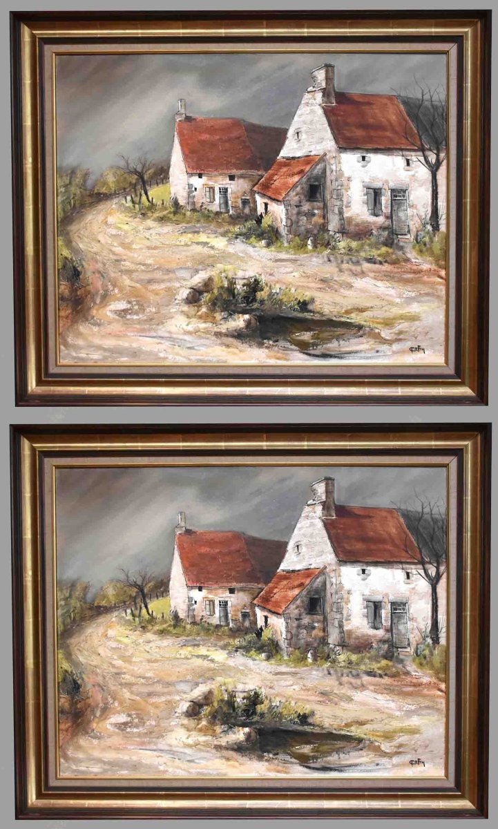 Caffin, Countryside Landscape, Small Farm And Barn, Path In Front Of Old Thatched Cottage.-photo-8