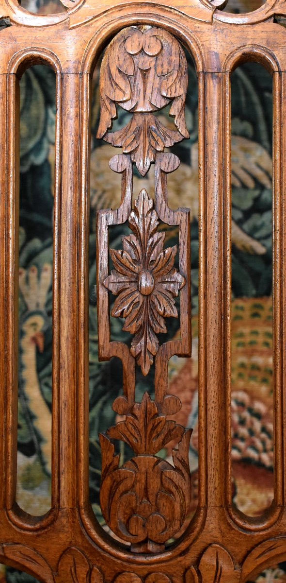 Paire De Chaises De Style Renaissance - Henri II En Chêne Massif Et Tissu Aux Petits Points.   -photo-4