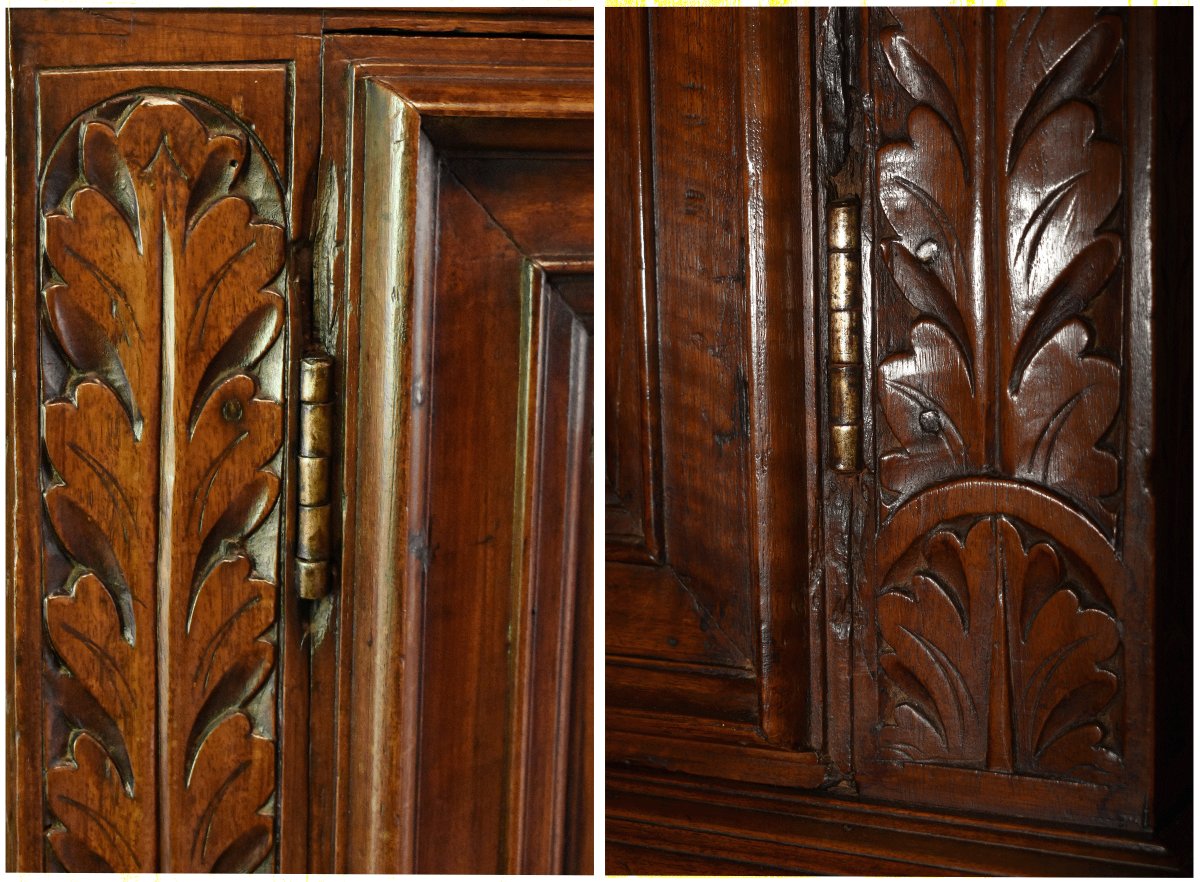 17th Century Buffet With 4 Doors In Solid Walnut, Renaissance - Louis XIII Period, 4 Door Wardrobe -photo-4