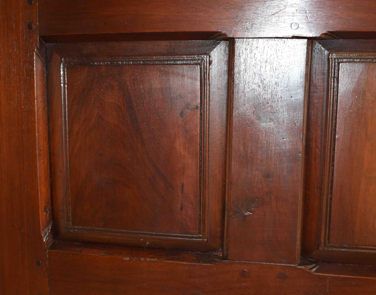 Louis XIII Standing Man In Walnut, Cabinet With Two Superimposed Parts, Diminutive 2-part Sideboard-photo-4