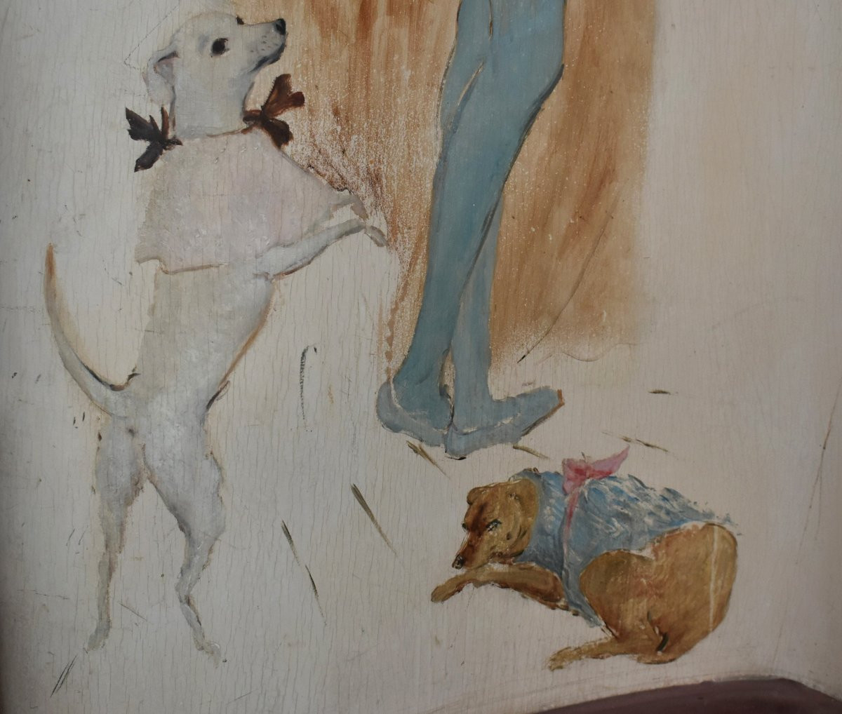 Marcel Vertès (1895-1961), Painting On Screen, Cabaret, Young Woman With Small Dogs, -photo-1